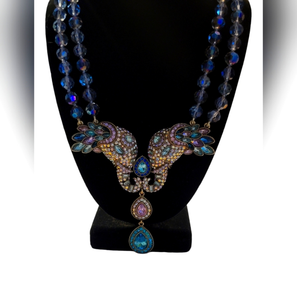 Heidi Daus Unbreakable Bond Two Elephants Statement Necklace